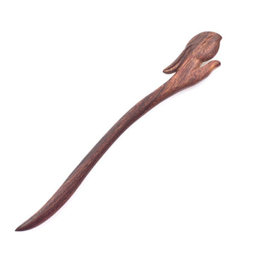 Crystalmood Handmade Carved Wood Hair Stick Rabbit Rosewood